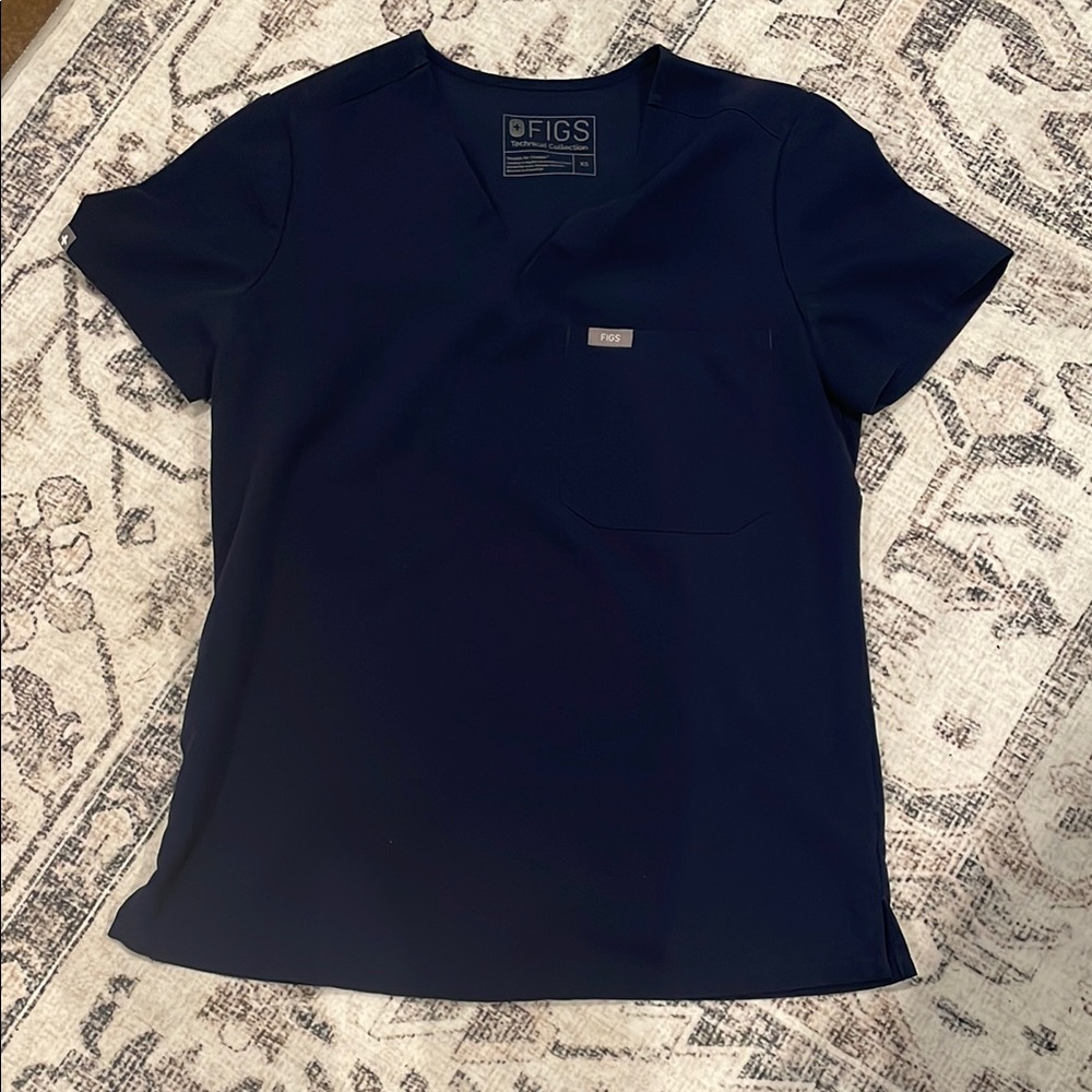 Figs Womens Catarina Navy Scrub Top XS